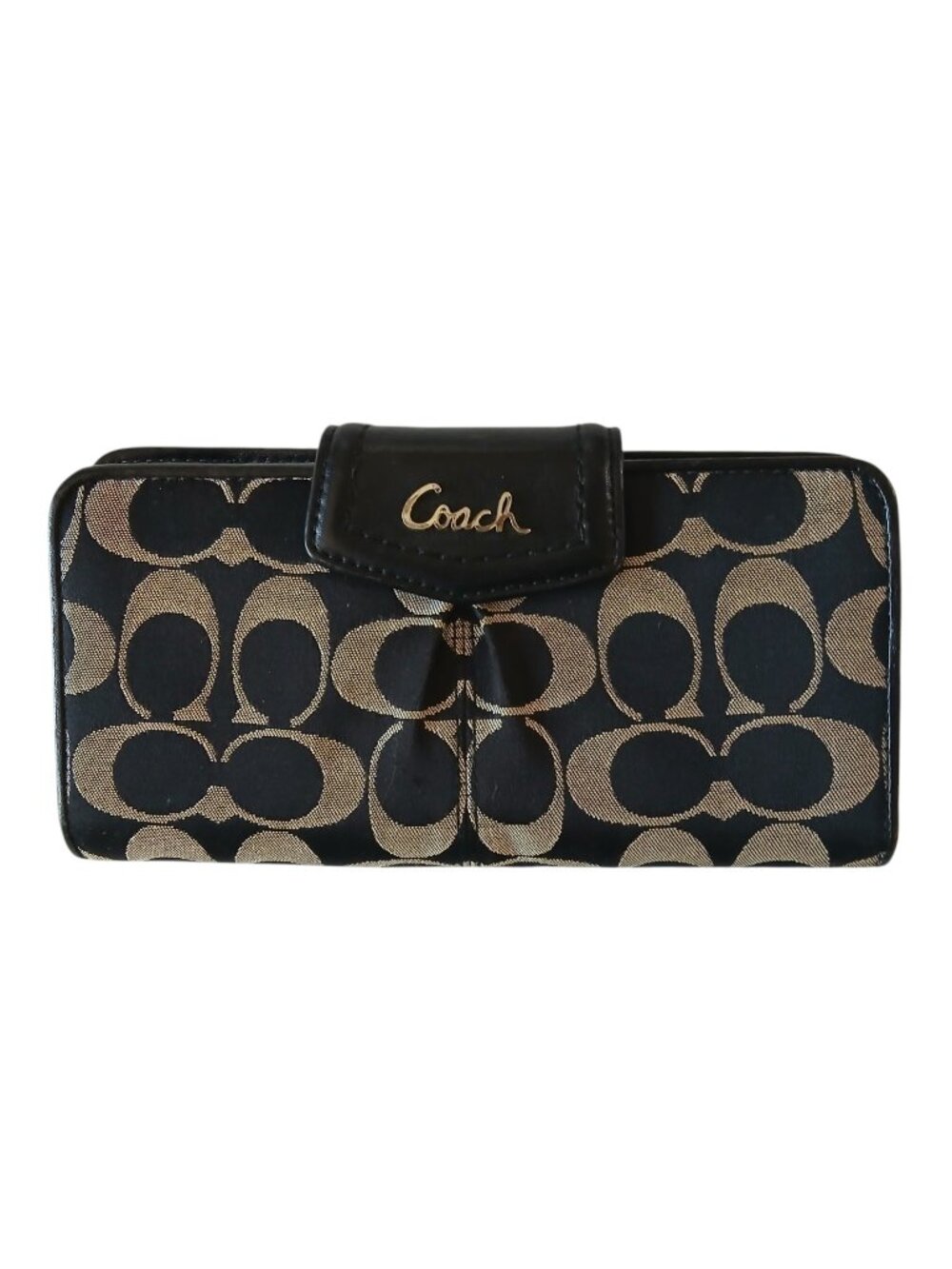 Coach  Black & Gray Signature C Canvas Wallet